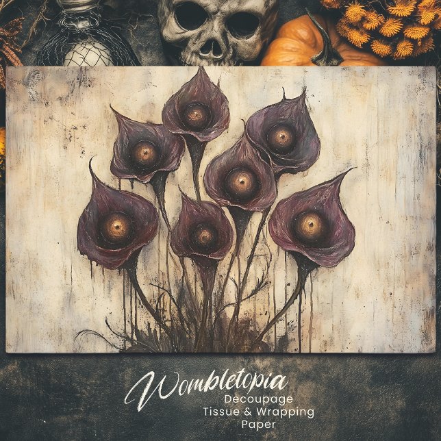 Gothic Calla Lily with Eyes Dark Fantasy Decoupage Tissue Paper (Creator Uploaded)