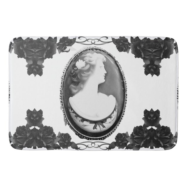 Gothic Cameo and Roses Design  Bath Mat (Front)