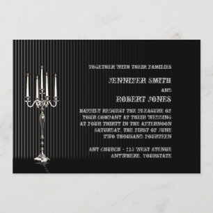 Gothic Candelabra Stripe Wedding Invitation