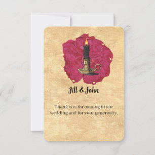 Gothic Candle and Rose Wedding Thank You Card. Card
