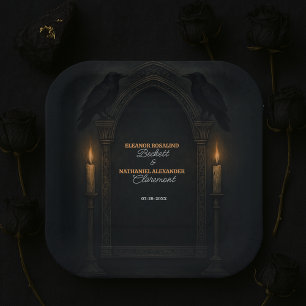 Gothic Candlelight Wedding Ravens Paper Plate