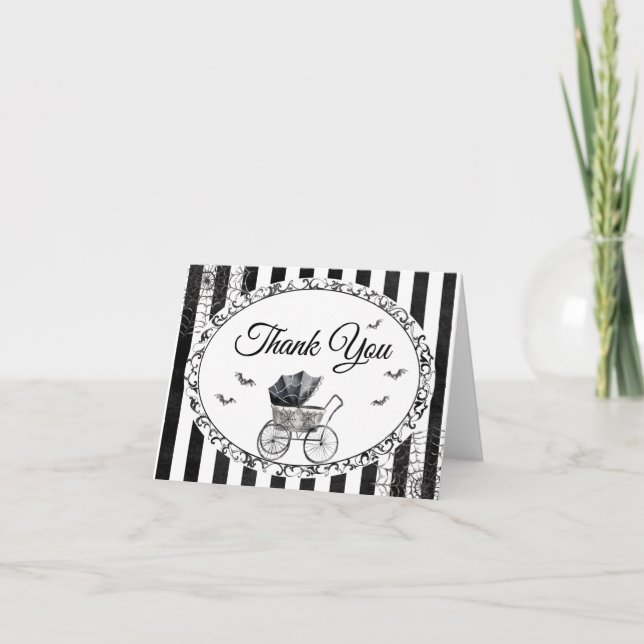 Gothic Carriage Halloween Baby Shower Thank You Card (Front)