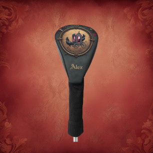 Gothic Carriage with Ravens and Roses.  Golf Head Cover