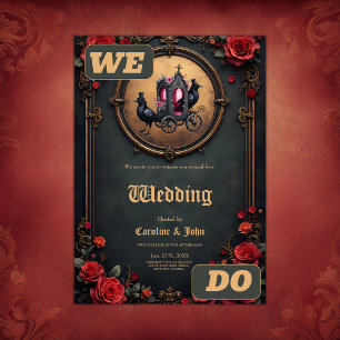 Gothic Carriage with Ravens and Roses. Invitation