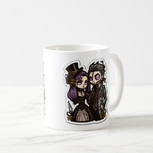 Gothic Cartoon Couple Sticker Art Classic Mug, 11 Coffee Mug