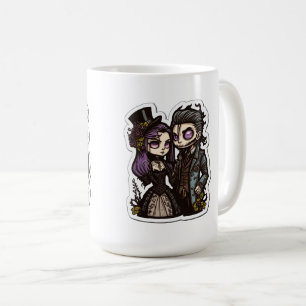 Gothic Cartoon Couple Sticker Art Classic Mug, 15  Coffee Mug