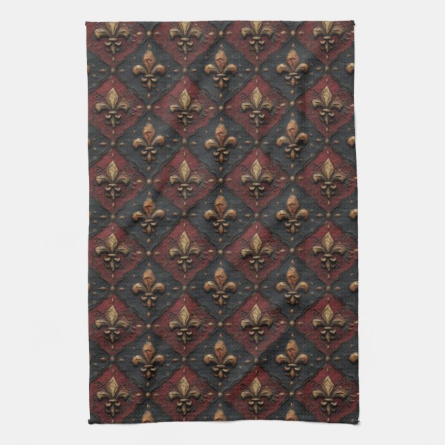 Gothic Carved Woodwork Pattern (2) Kitchen Towel (Vertical)