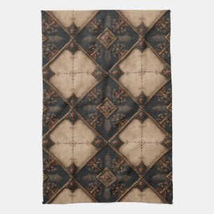 Gothic Carved Woodwork Pattern (4) Kitchen Towel
