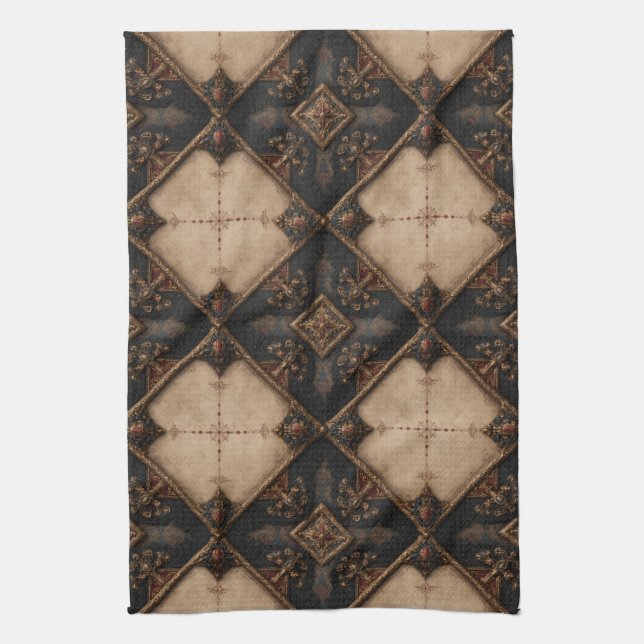 Gothic Carved Woodwork Pattern (4) Kitchen Towel (Vertical)