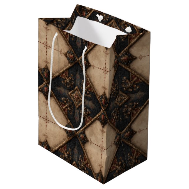 Gothic Carved Woodwork Pattern (4) Medium Gift Bag (Front Angled)