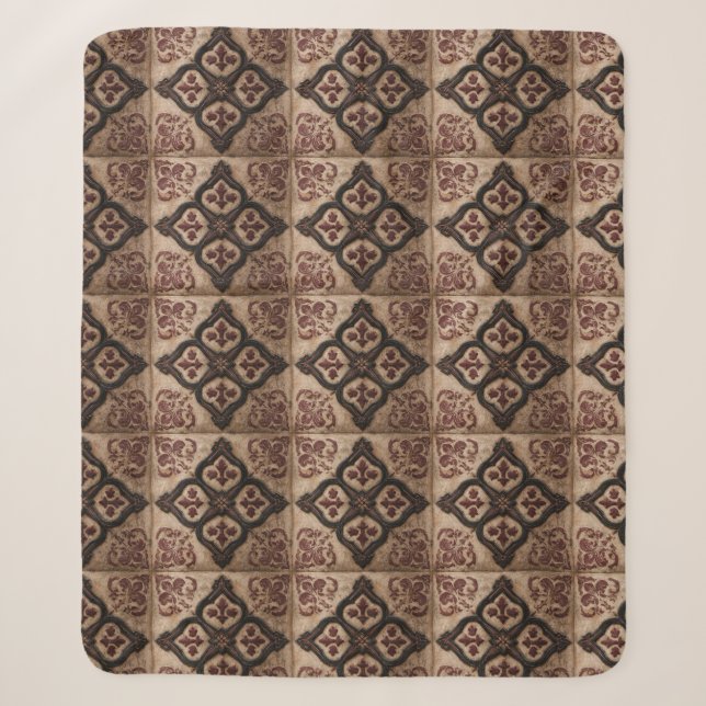 Gothic Carved Woodwork Pattern (5) Sherpa Blanket (Front)