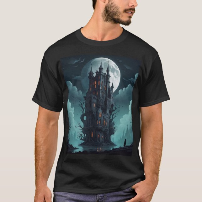 Gothic Castle Design - Mysterious Art Work T-Shirt (Front)