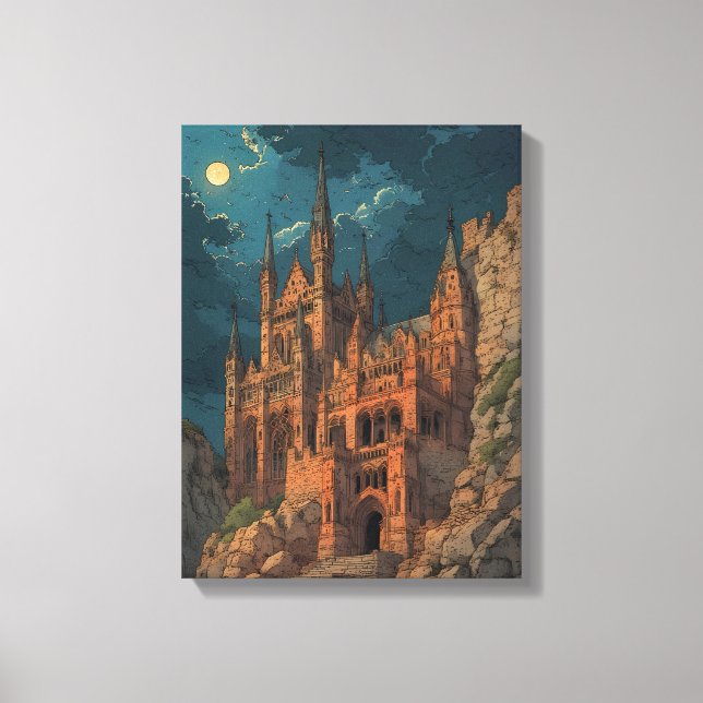 Gothic Castle on a Cliff Wall Art (Front)
