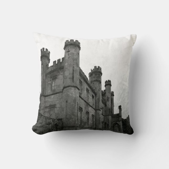 Gothic Castle Throw Pillow (Front)