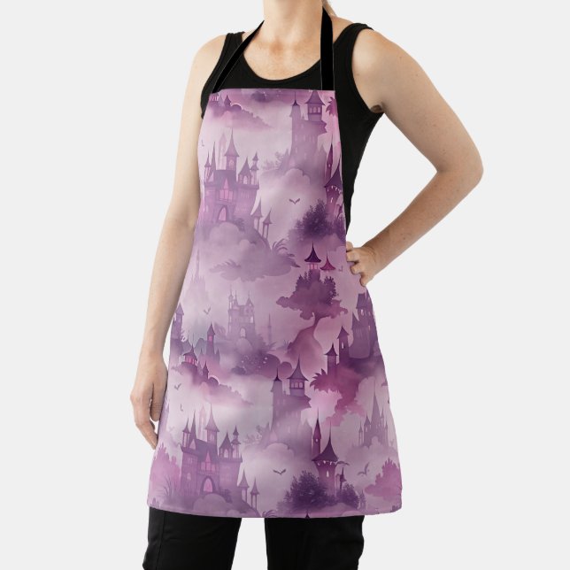 Gothic Castles in Mist – Haunted Fantasy Halloween Apron (Insitu)