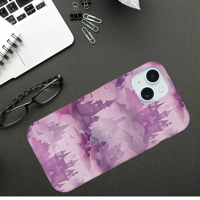 Gothic Castles in Mist – Haunted Fantasy Halloween iPhone 15 Case (Creator Uploaded)