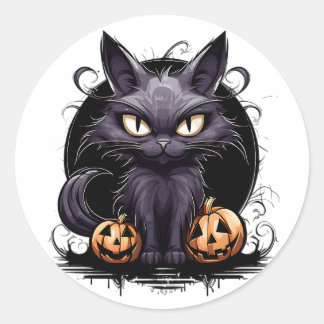 Gothic Cat Classic Round Sticker