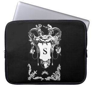 Gothic cat face architectural decoration scroll laptop sleeve