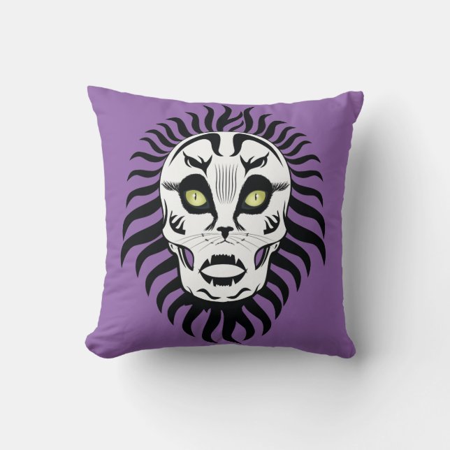 Gothic Cat Skull Home Decor Reversible Pillow (Front)