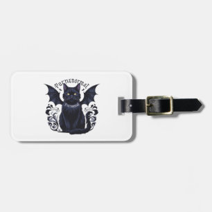 Gothic Cat with Bat Wings Luggage Tag