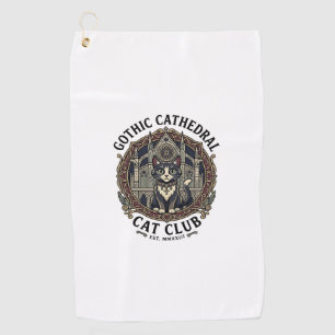 Gothic Cathedral Cat Cat Graphic Tee Art - Gothic  Golf Towel