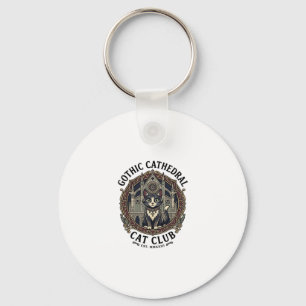 Gothic Cathedral Cat Cat Graphic Tee Art - Gothic Keychain
