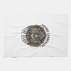 Gothic Cathedral Cat Cat Graphic Tee Art - Gothic Kitchen Towel