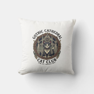 Gothic Cathedral Cat Cat Graphic Tee Art - Gothic Throw Pillow