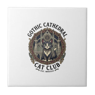Gothic Cathedral Cat Cat Graphic Tee Art - Gothic Tile
