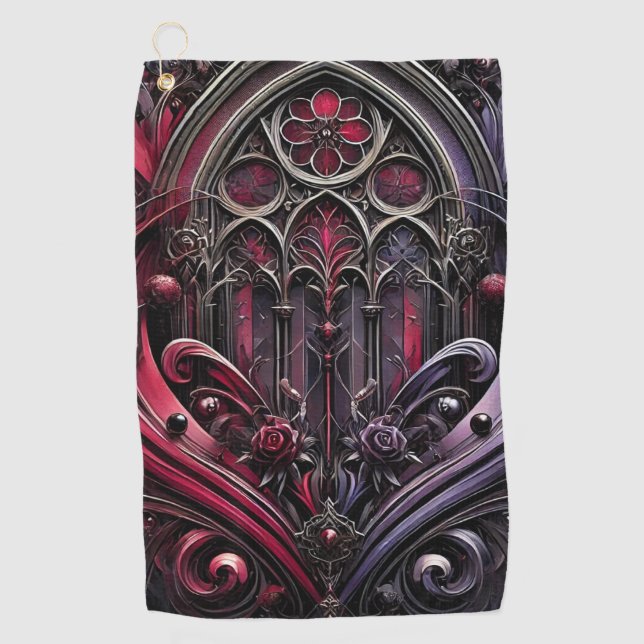 Gothic Cathedral Design Golf Towel (Front)