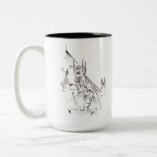 Gothic Cathedral White Two-Tone Coffee Mug