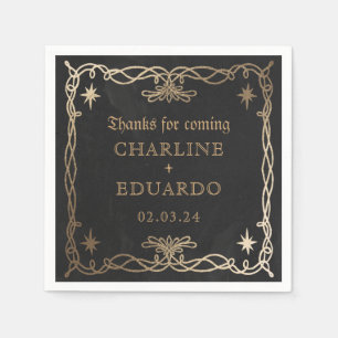 Gothic Celestial Fantasy Gold Ivy Wedding Napkin