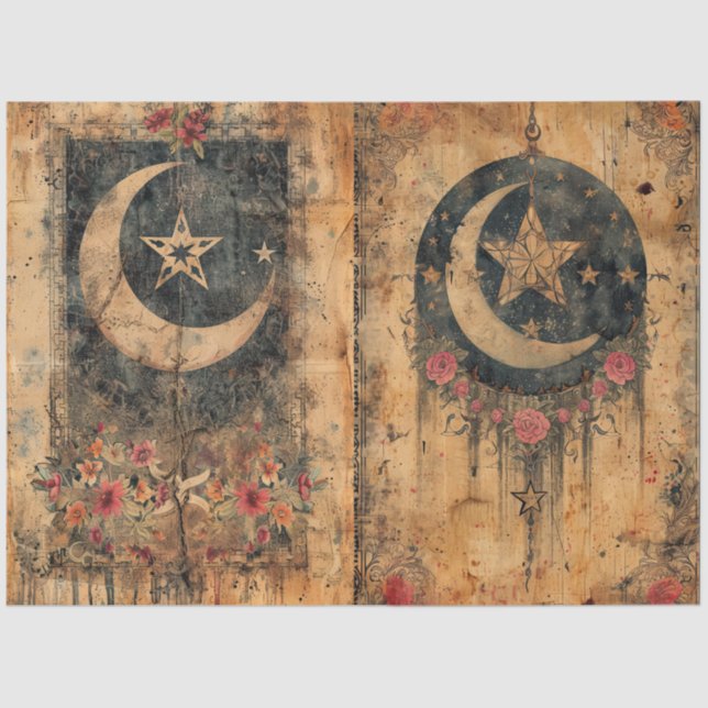 Gothic Celestial Old Paper Decoupage (Front)