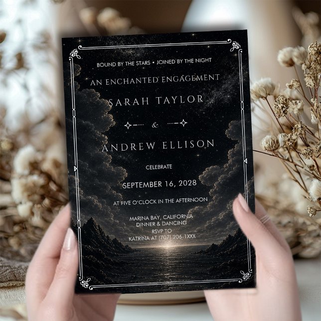 Gothic Celestial Silver Foil Moon Star Engagement (Creator Uploaded)