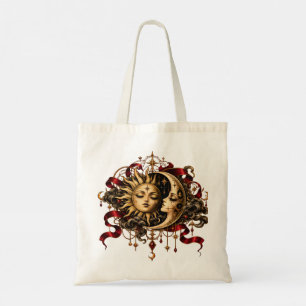 Gothic Celestial Sun and Moon Boho Art Tote Bag