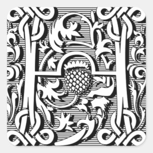 gothic celtic calligraphy renaissance monogram H Square Sticker