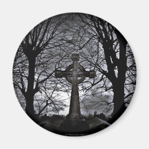 Gothic celtic cross grave magnet