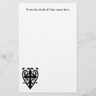 Gothic cemetery celtic cross in heart stationery