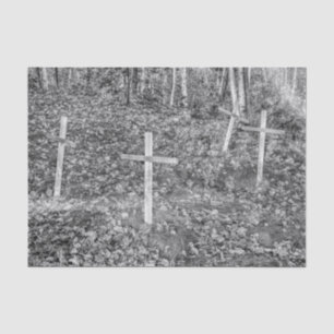 Gothic Cemetery Crosses Black And White Vintage Tissue Paper