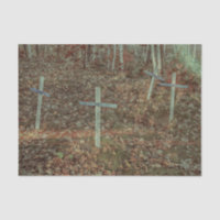 Gothic Cemetery Crosses Brown Autumn Leaves