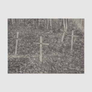 Gothic Cemetery Crosses Sepia Autumn Vintage Tissue Paper