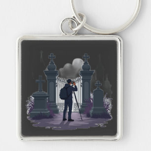 Gothic Cemetery Gate Silhouette Keychain