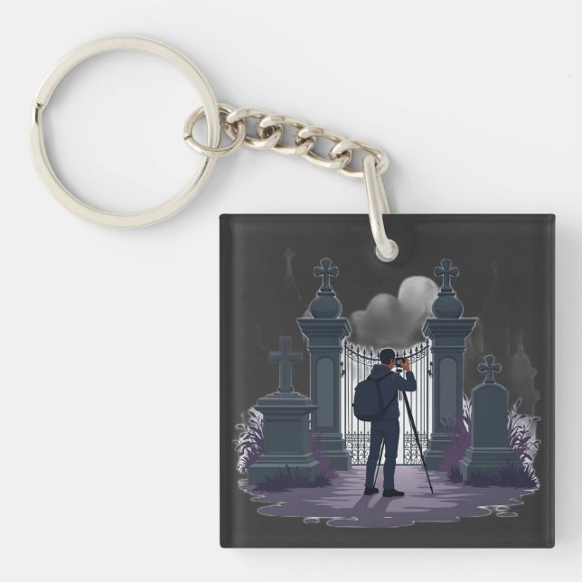 Gothic Cemetery Gate Silhouette Keychain (Front)