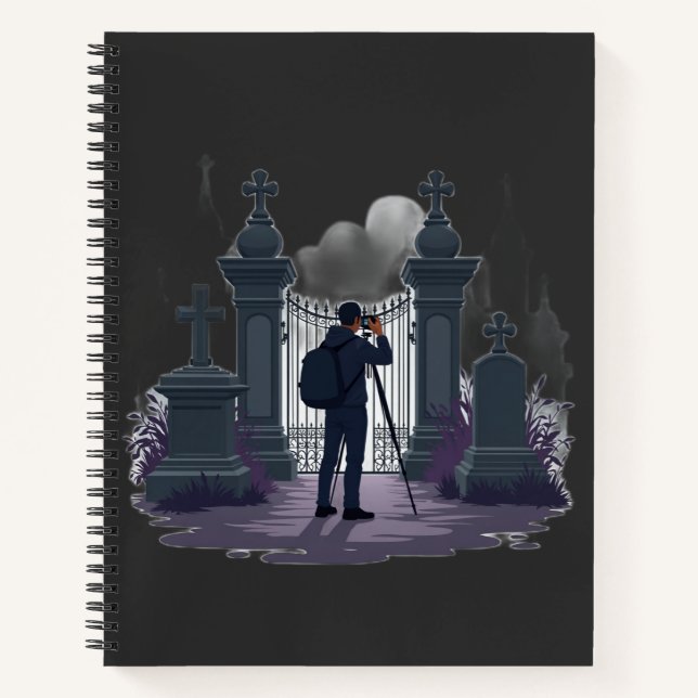 Gothic Cemetery Gate Silhouette Notebook (Front)