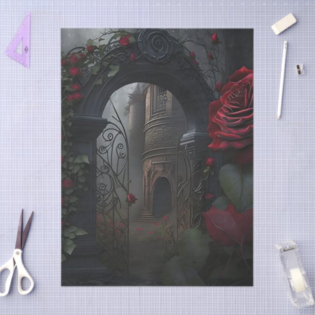 Gothic Cemetery Rose Garden Tissue Paper (Craft)