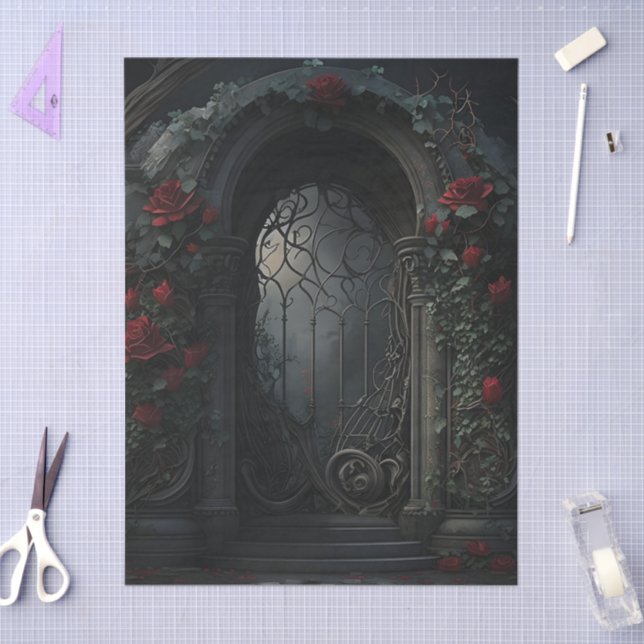 Gothic Cemetery Rose Garden Tissue Paper (Craft)