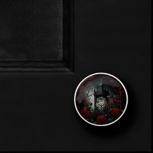 Gothic Cemetery Rose Garden with Red and Black Ceramic Knob