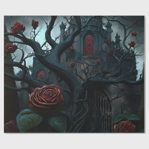 Gothic Cemetery Rose Garden Wrapping Paper