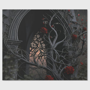 Gothic Cemetery Rose Garden Wrapping Paper