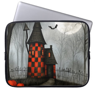 Gothic Chequerboard Halloween Tower Laptop Sleeve